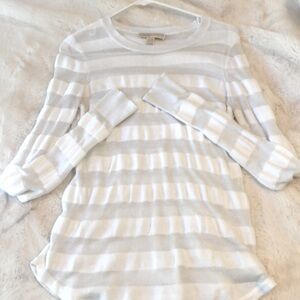 MICHAEL KORS white long sleeve see through stripe SMALL